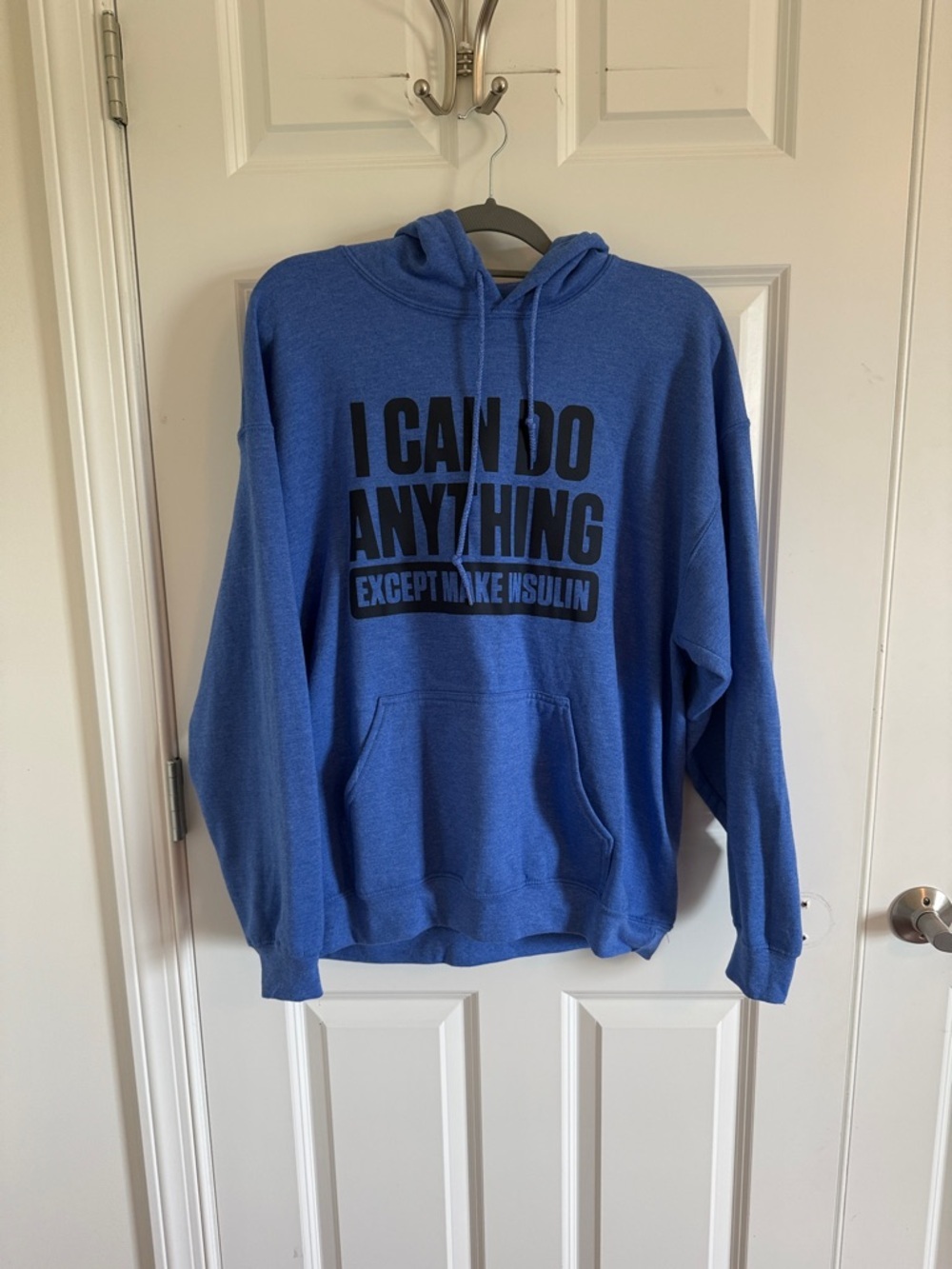 Blue Graphic Hoodie - I Can Do Anything Except Make  Gildan Large